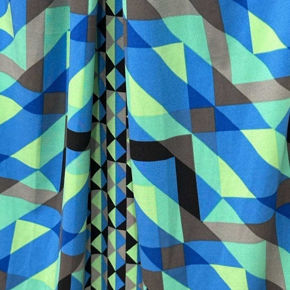 London Style Collection Dress Geometric Sleeveless Y2K Green Aqua Blue Medium - Picture 3 of 7